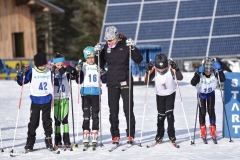 World Cup USST skier Ida Sargent, home for the holidays and the Tour de Ski break, on the start line with BKL skiers, Craftsbury Outdoor Center, VT, NENSA Eastern Cup.