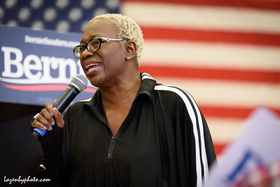 Bernie Sanders campaign official Nina Turner at Sanders campaign rally, Claremont, NH, 2020 New Hampshire Primary.