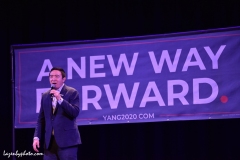 US Presidential candidate Andrew Yang campaigns at the Claremont, NH, Opera House during the 2020 New Hampshire Primary (2/9/2020).