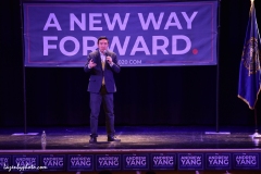 US Presidential candidate Andrew Yang campaigns at the Claremont, NH, Opera House during the 2020 New Hampshire Primary (2/9/2020).