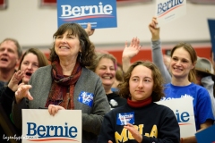 Audience members at Bernie Sanders campaign rally, Claremont, NH, 2020 New Hampshire Primary.