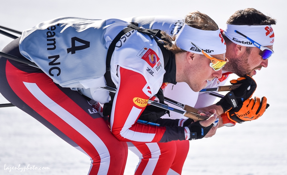 Austrian Nordic Combined team testing wax at FIS Nordic World Championships, Seefeld, Austria.