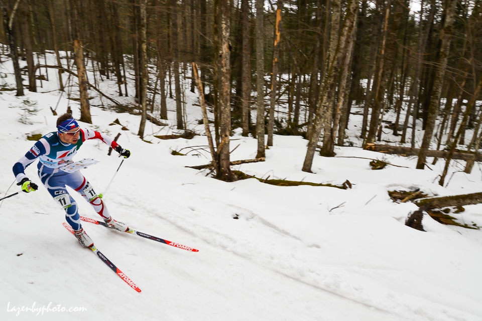 Czech Petr Horvat in the middle distance race at the International Orienteering Federation World Cup at Craftsbury Outdoor Center, Craftsbury, VT.