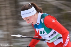 Laura Diener, Switzerland, in the middle distance race at the International Orienteering Federation World Cup at Craftsbury Outdoor Center, Craftsbury, VT.
