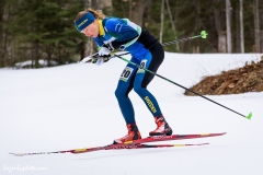 Eventual winner Sweden's Tove Alexandersson in the middle distance race at the International Orienteering Federation World Cup at Craftsbury Outdoor Center, Craftsbury, VT.