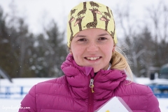 The eventual silver medalist Russian Tatyana Oborina after the mixed relay  at the International Orienteering Federation World Cup at Craftsbury Outdoor Center, Craftsbury, VT. She teamed with Eduard Khrennikov . She said the giraffe headband is fun and, besides, it allows her mother to find her quickly when watching a televised ski race.