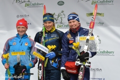 International Orienteering Federation World Cup Sprint podium,  Craftsbury Outdoor Center, Craftsbury, VT. L to R: Mariya Kechkina (RUS) 2nd; Tove Alexandeersson (SWE), 1st; Salla Koskela (FIN), 3rd.