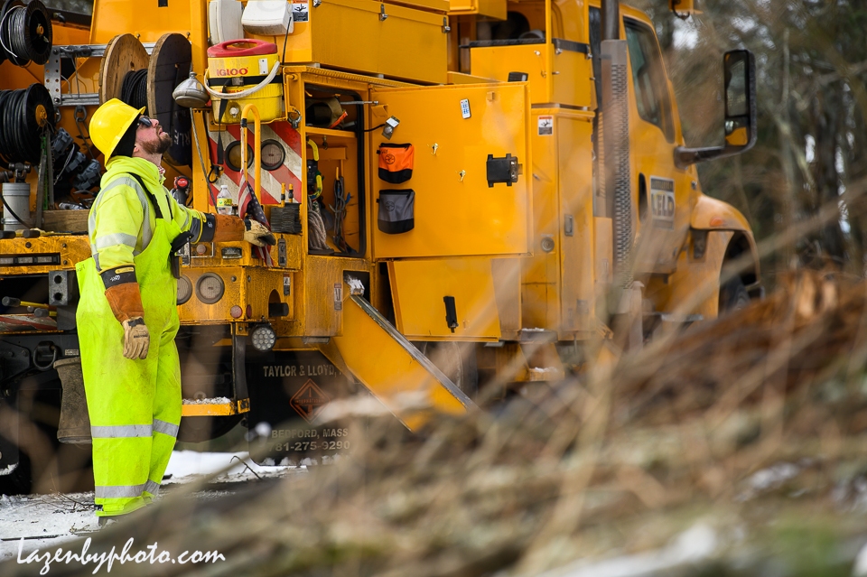 Linemen repairing damage from wind and rains storm that hit central Vermont 12.23.2022