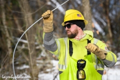 Linemen repairing damage from wind and rains storm that hit central Vermont 12.23.2022