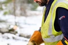 Linemen repairing damage from wind and rains storm that hit central Vermont 12.23.2022