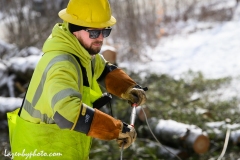 Linemen repairing damage from wind and rains storm that hit central Vermont 12.23.2022