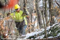 Linemen repairing damage from wind and rains storm that hit central Vermont 12.23.2022