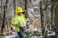 Linemen repairing damage from wind and rains storm that hit central Vermont 12.23.2022