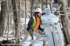 Linemen repairing damage from wind and rains storm that hit central Vermont 12.23.2022